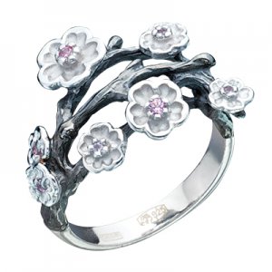 Серебряное кольцо "Сакура"